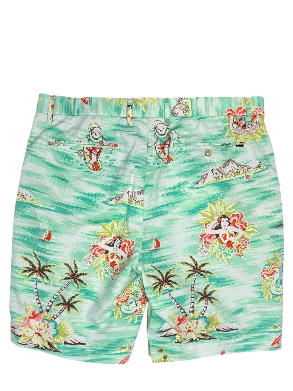 Ralph Lauren Hula Girl Shorts 36 Surfing Polo Bear Tropical Resort